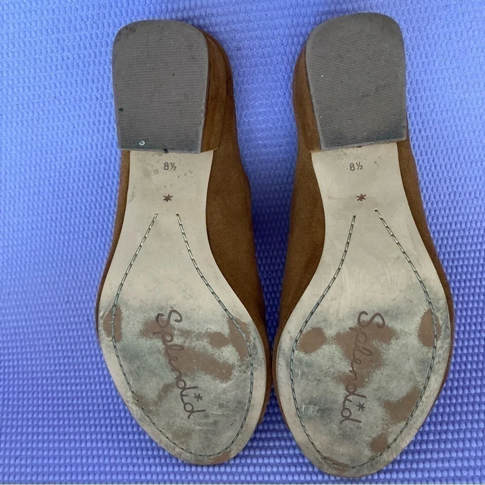 Splendid Women's 8.5 Danica Mule Sandal Open Toe Neutral Tan Suede Block Heel